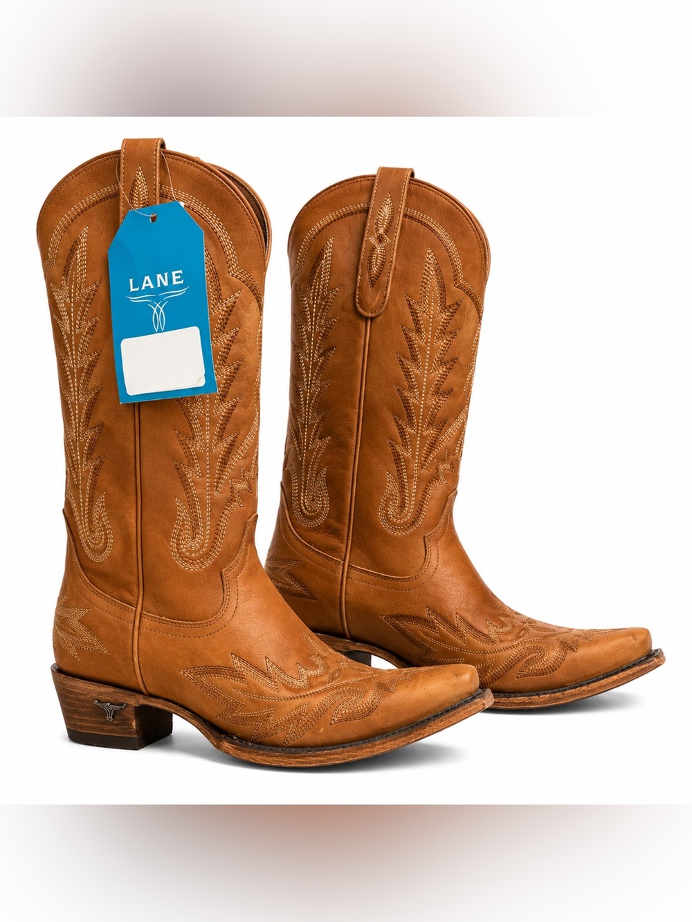 LANE Burnt Caramel Leather Western Boots BNWT - Picture 9 of 12